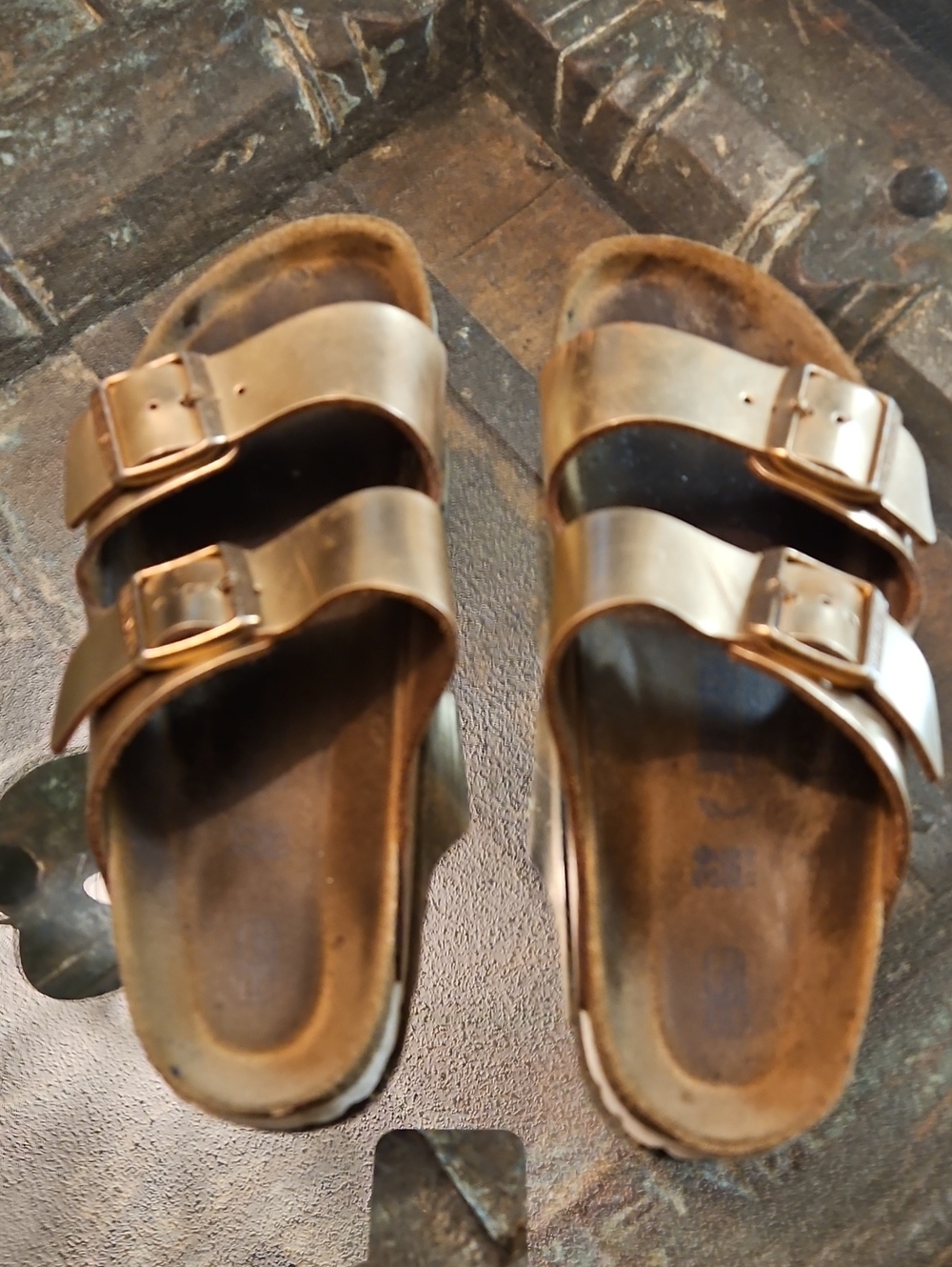 Classic Double Buckle Metallic Bronze Birkenstocks